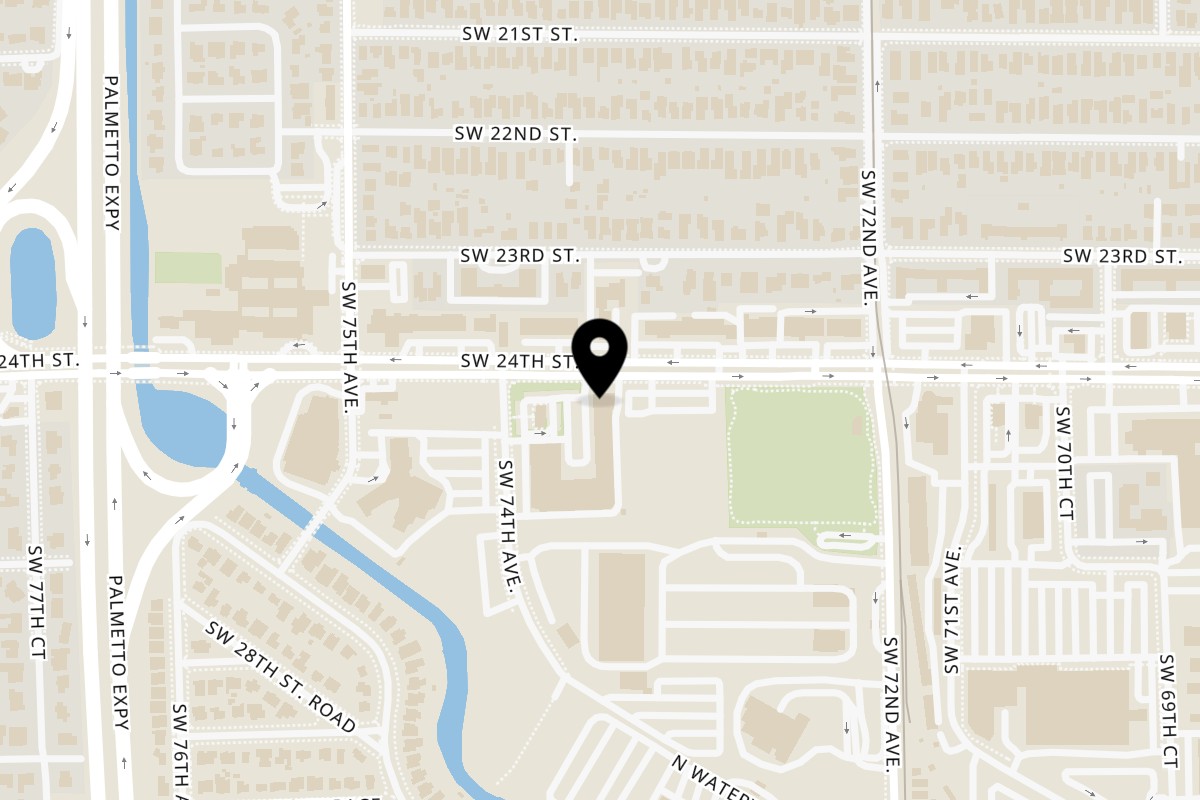 Map showing the location of Gable Bistro on 7360 SW 24th St #19 in Miami